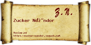 Zucker Nándor névjegykártya